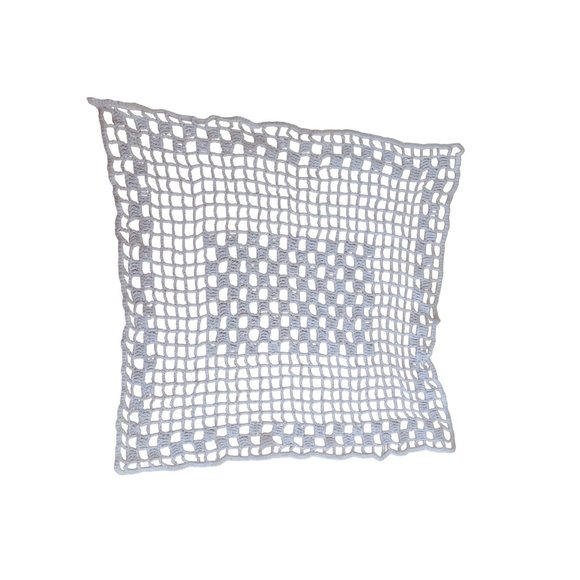 Vintage Grandma's Hand Crochet 14" Square Doily Handmade White Table Topper - Picture 1 of 7